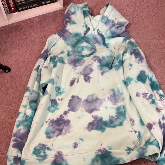 PINK Victoria's Secret Sweaters - PINK Victoria's Secret Tie-Dye Hoodie - Purple and Teal